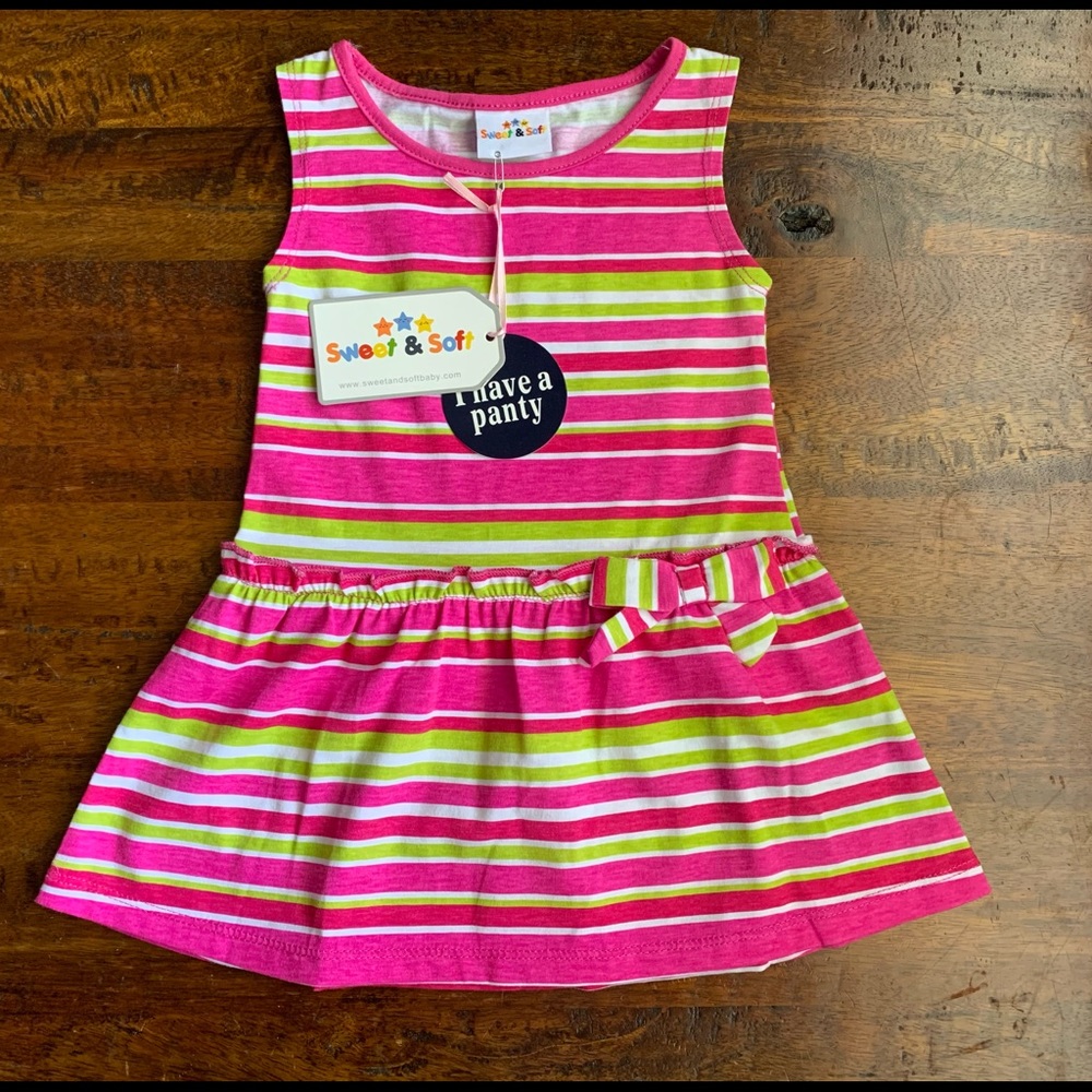 Brand New Multi Coloured Striped Dress Size 12 months